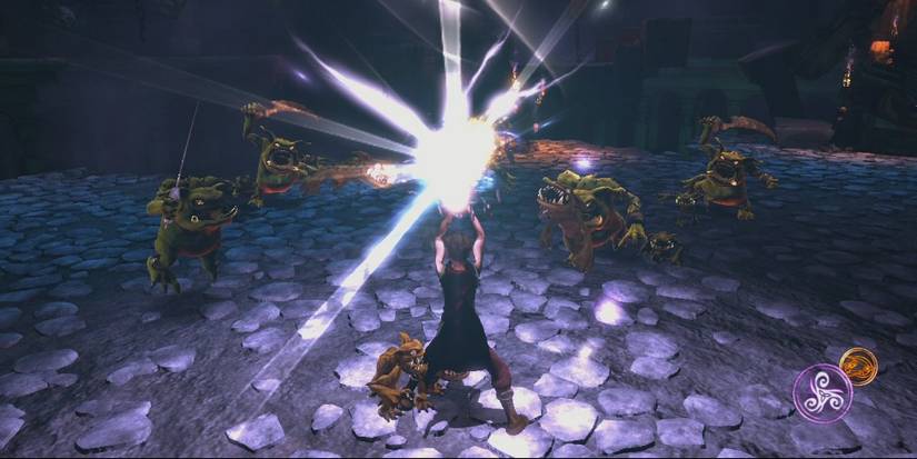 Powerful magic power being wielded in Sorcery (PS3)