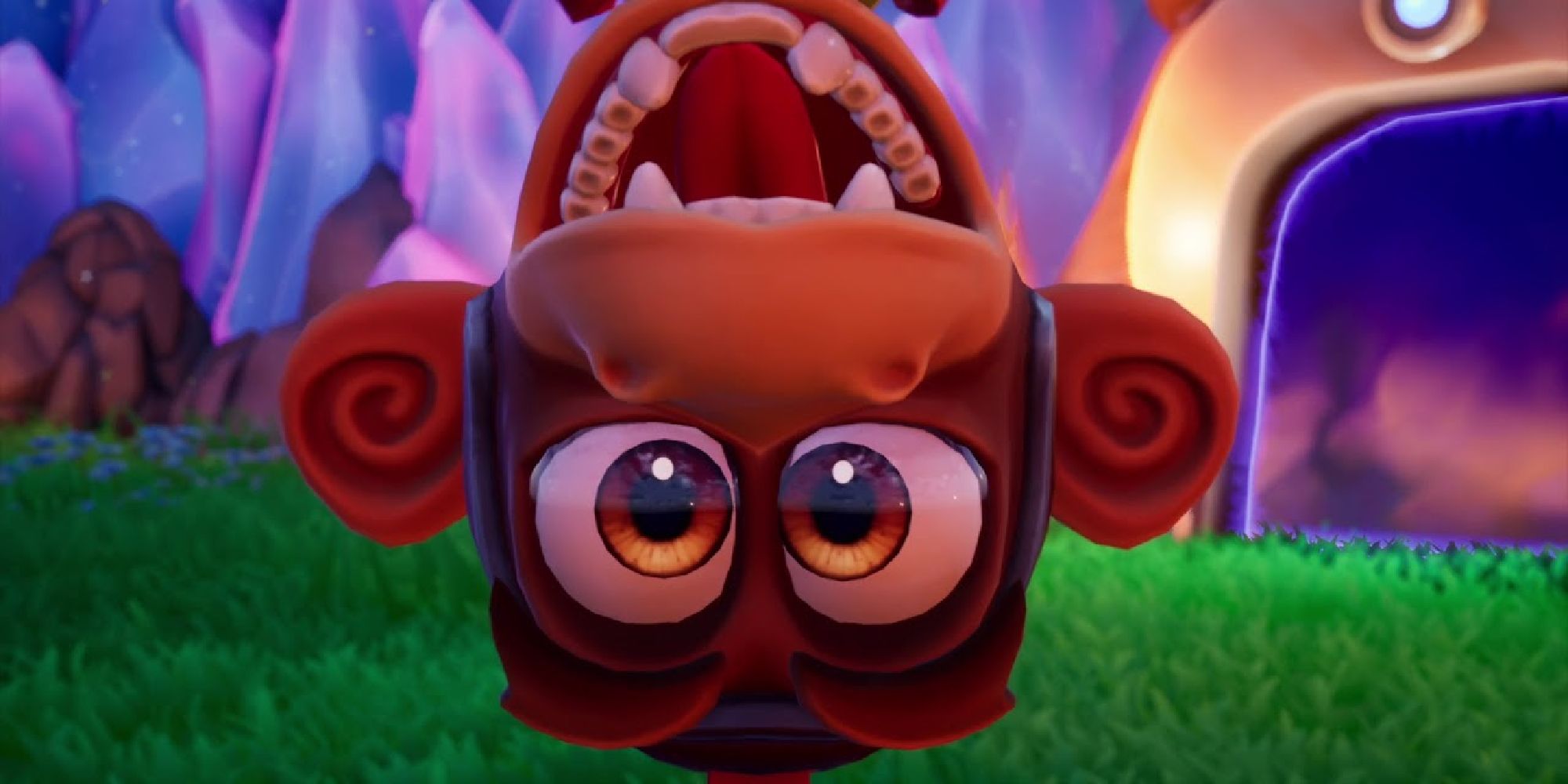 A close-up of Agent 9 dangling upside down in Spyro Reignited Trilogy