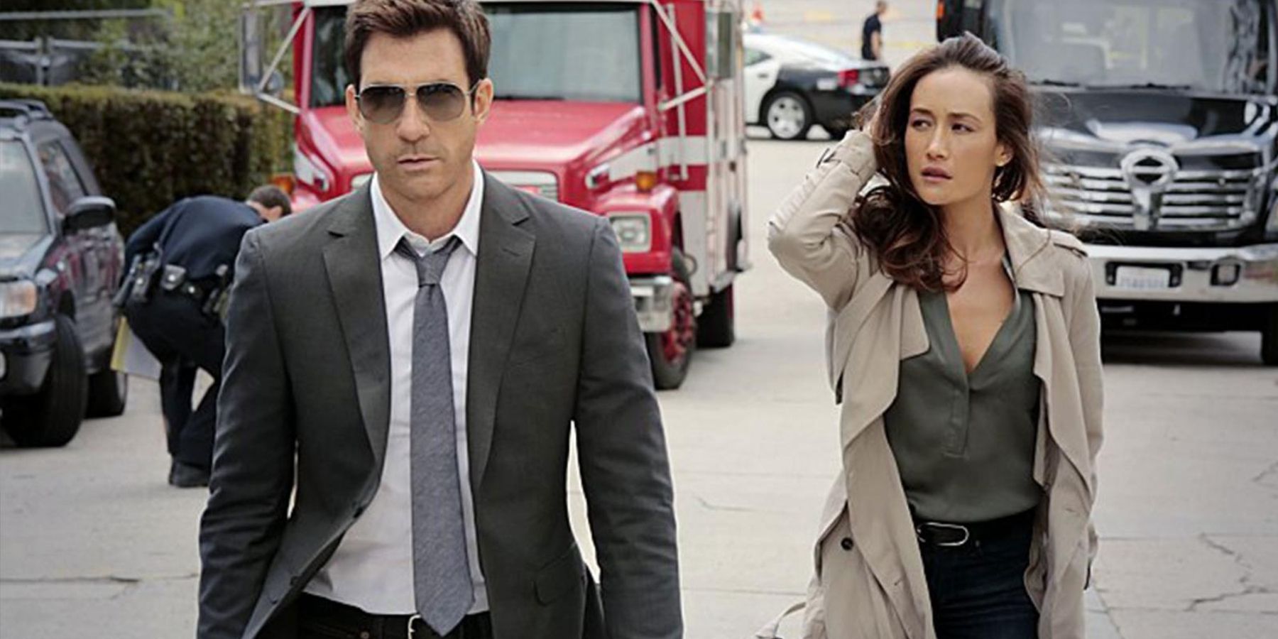Dylan McDermott as Jack and Maggie Q as Beth in Stalker
