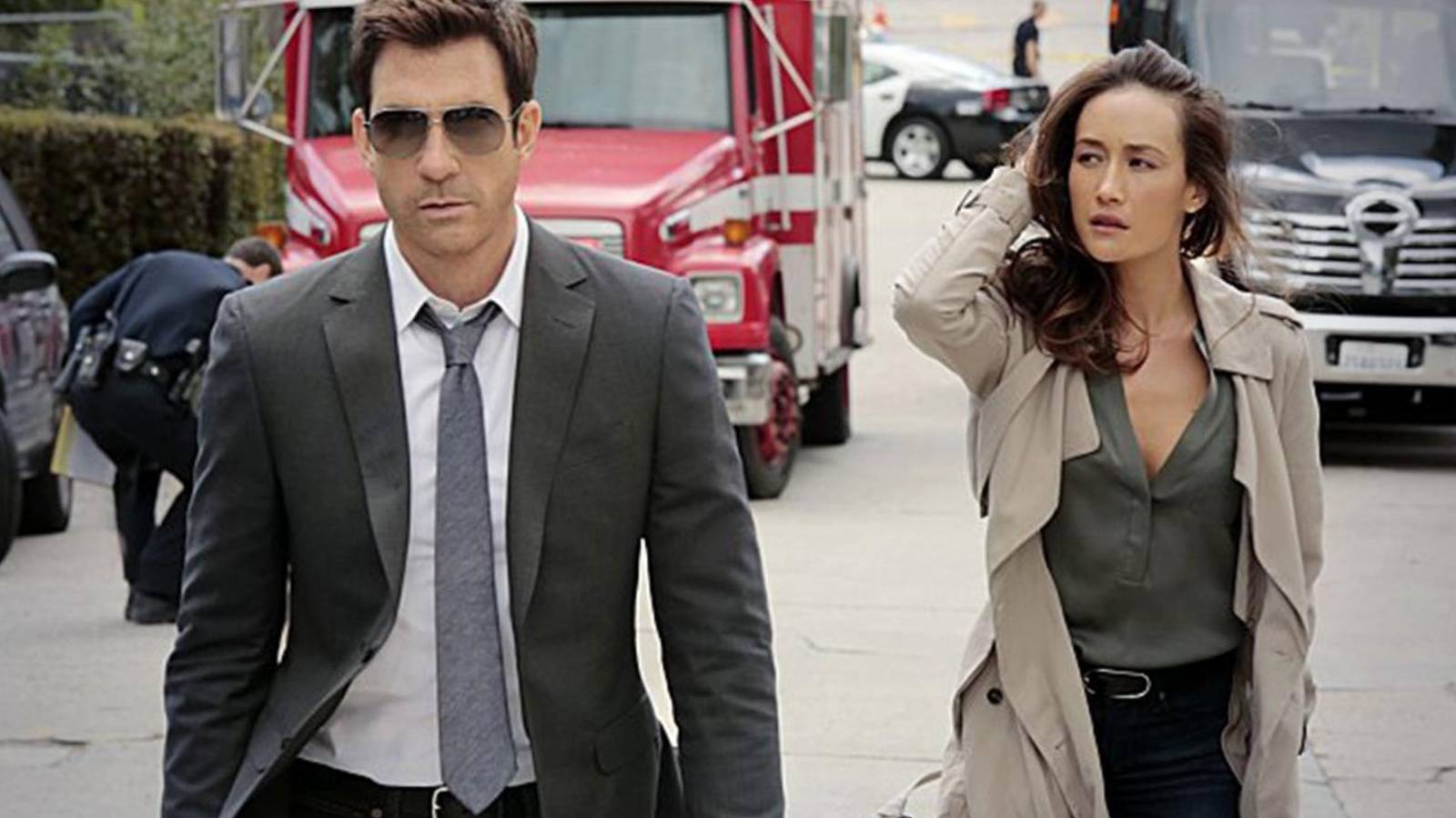 Dylan McDermott as Jack and Maggie Q as Beth in Stalker