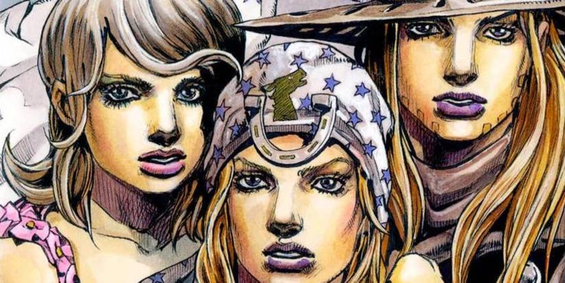 Steel Ball Run featuring Johnny Joestar, Gyro Zeppeli, and Lucy Steel