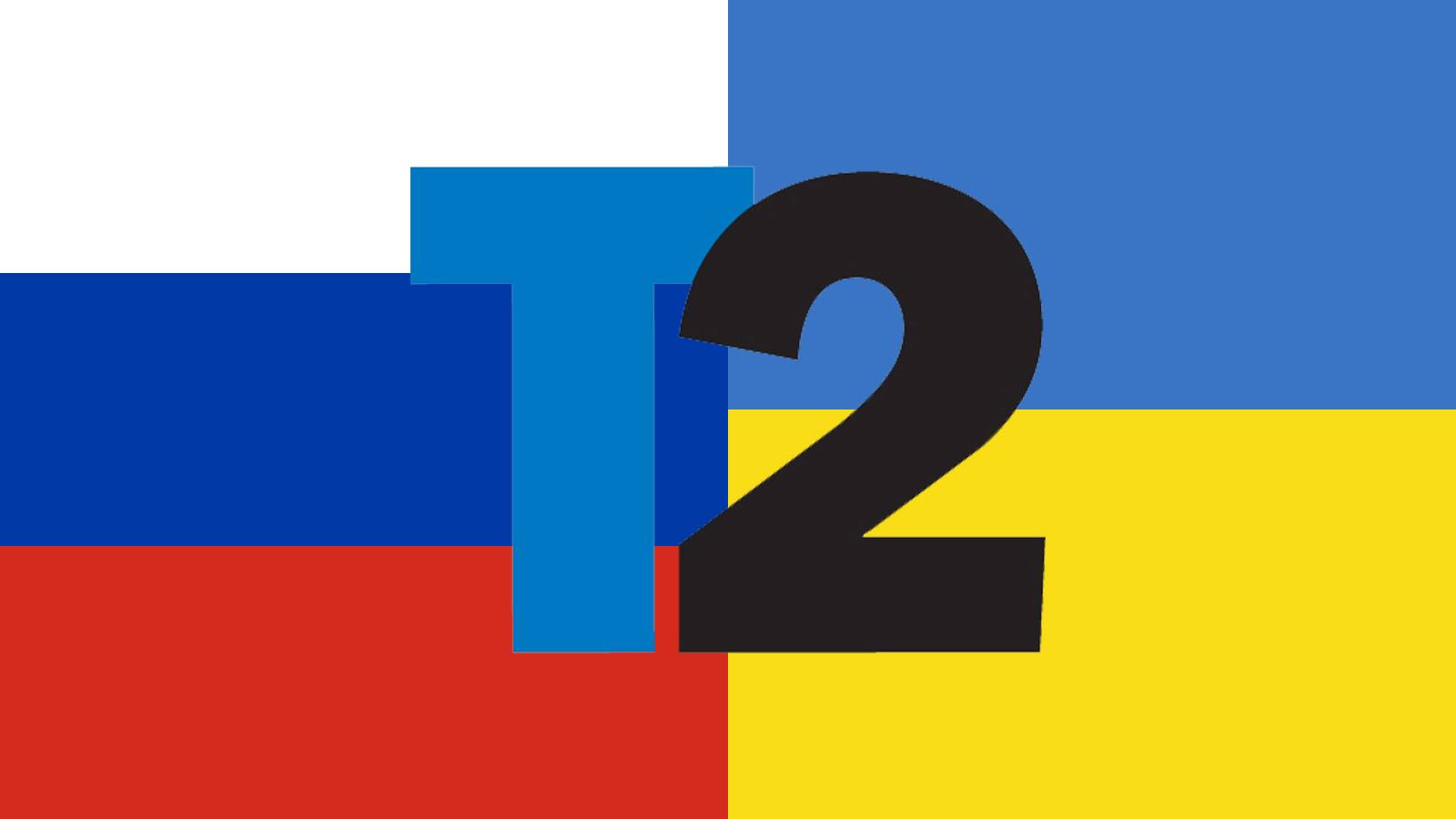 Take-Two Interactve logo Russia Ukraine flags