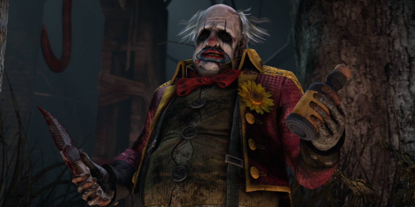 The Clown holding a bottle and a knife in Dead By Daylight