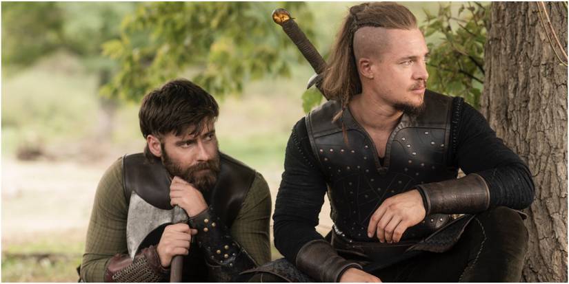 The Last Kingdom Finan sitting by Uhtred
