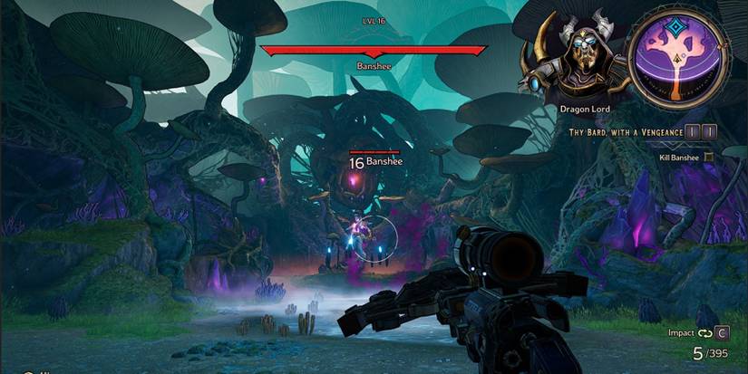 Tiny Tina's Wonderland fighting a Banshee