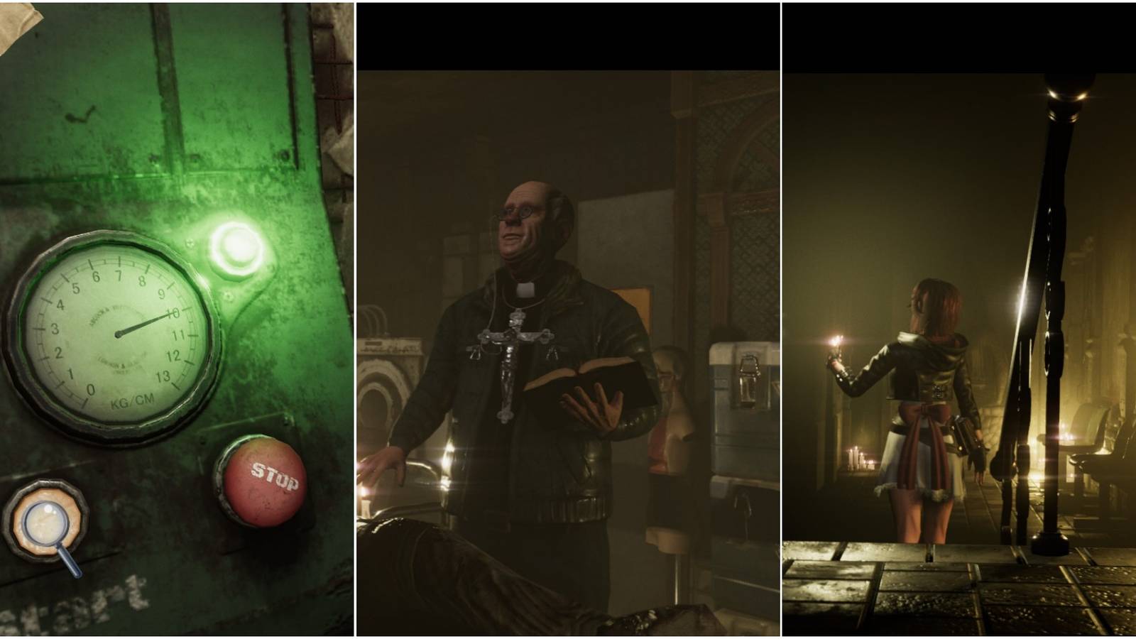 Tormented Souls - A joined image of three screenshots.