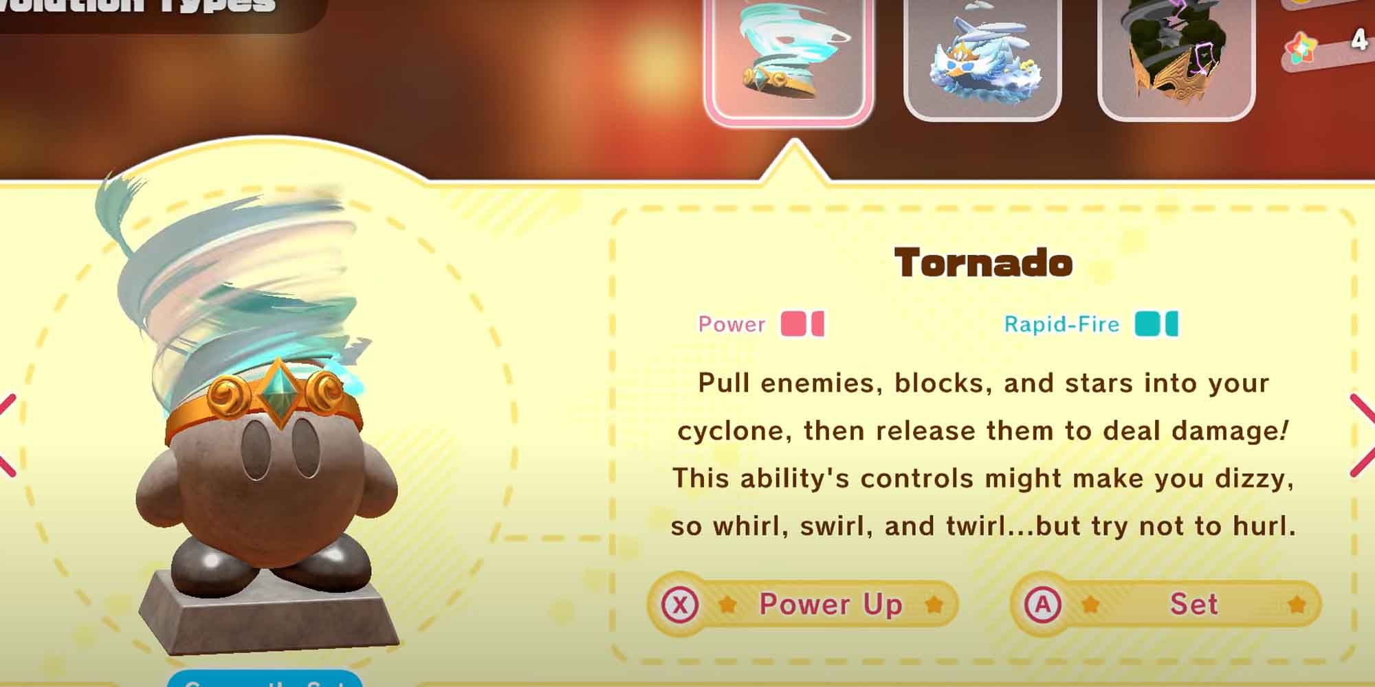 The Tornado copy ability in Kirby in The Forgotten Land