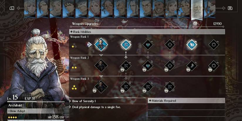 Triangle Strategy Archibald Weapon Upgrades