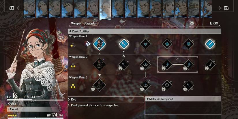 Triangle Strategy Geela Weapon Upgrades