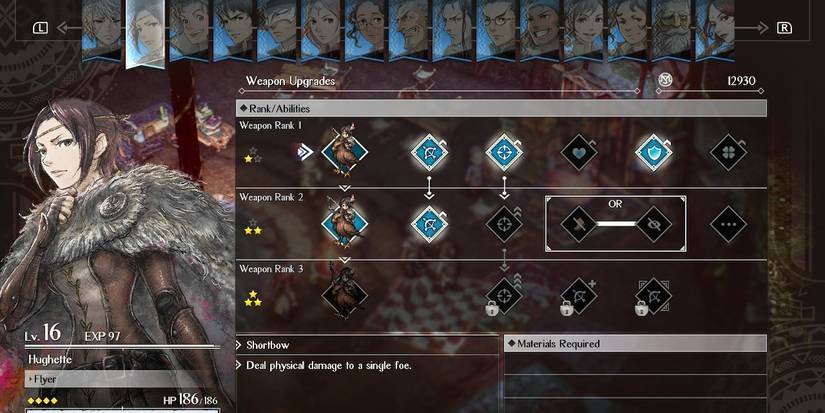 Triangle Strategy Hughette Weapon Upgrades