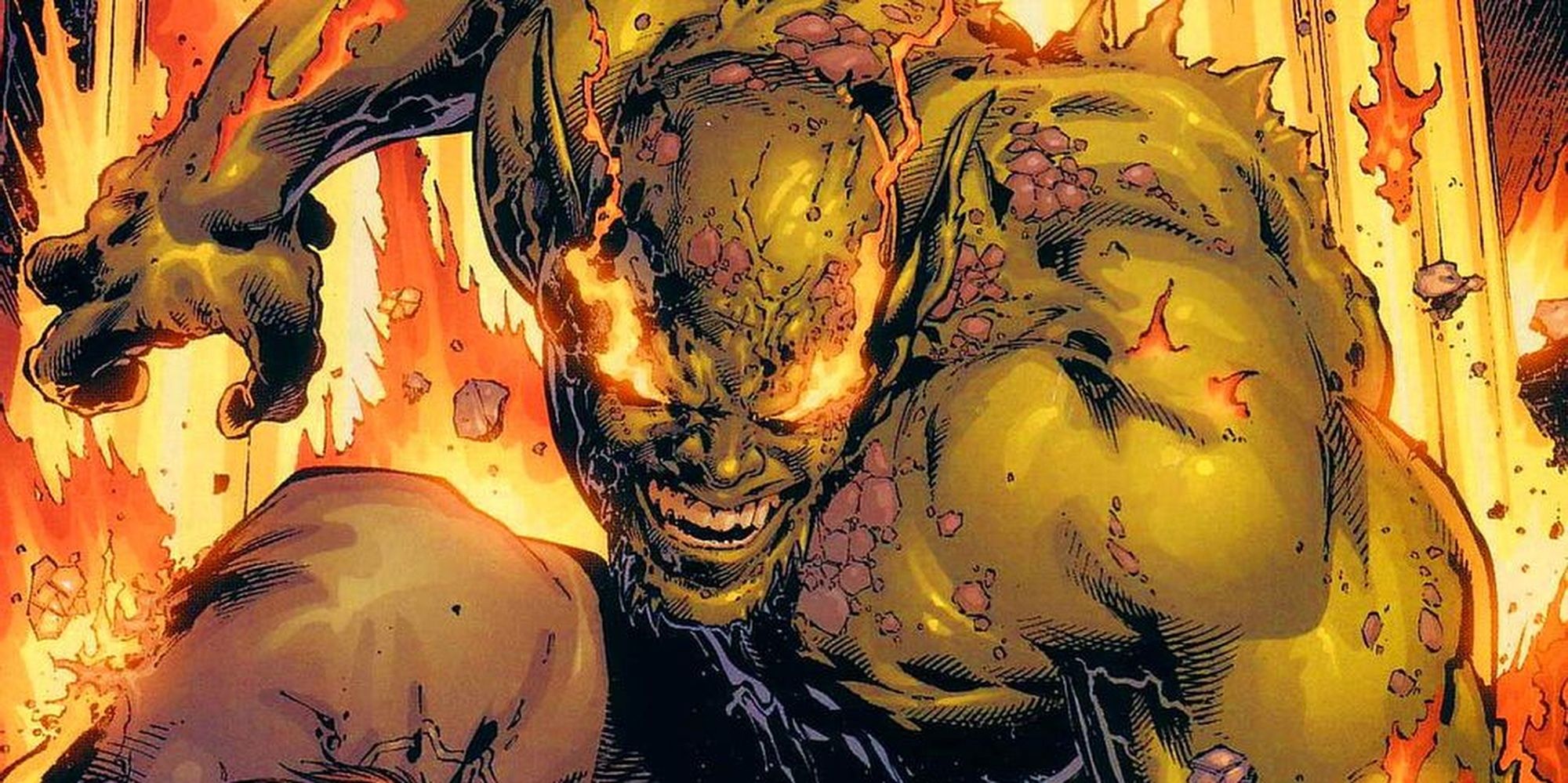 Ultimate Green Goblin on fire Cropped