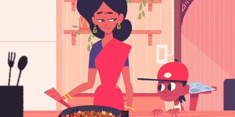 Venba-cooking-with-her-son-from-Venba-the-game