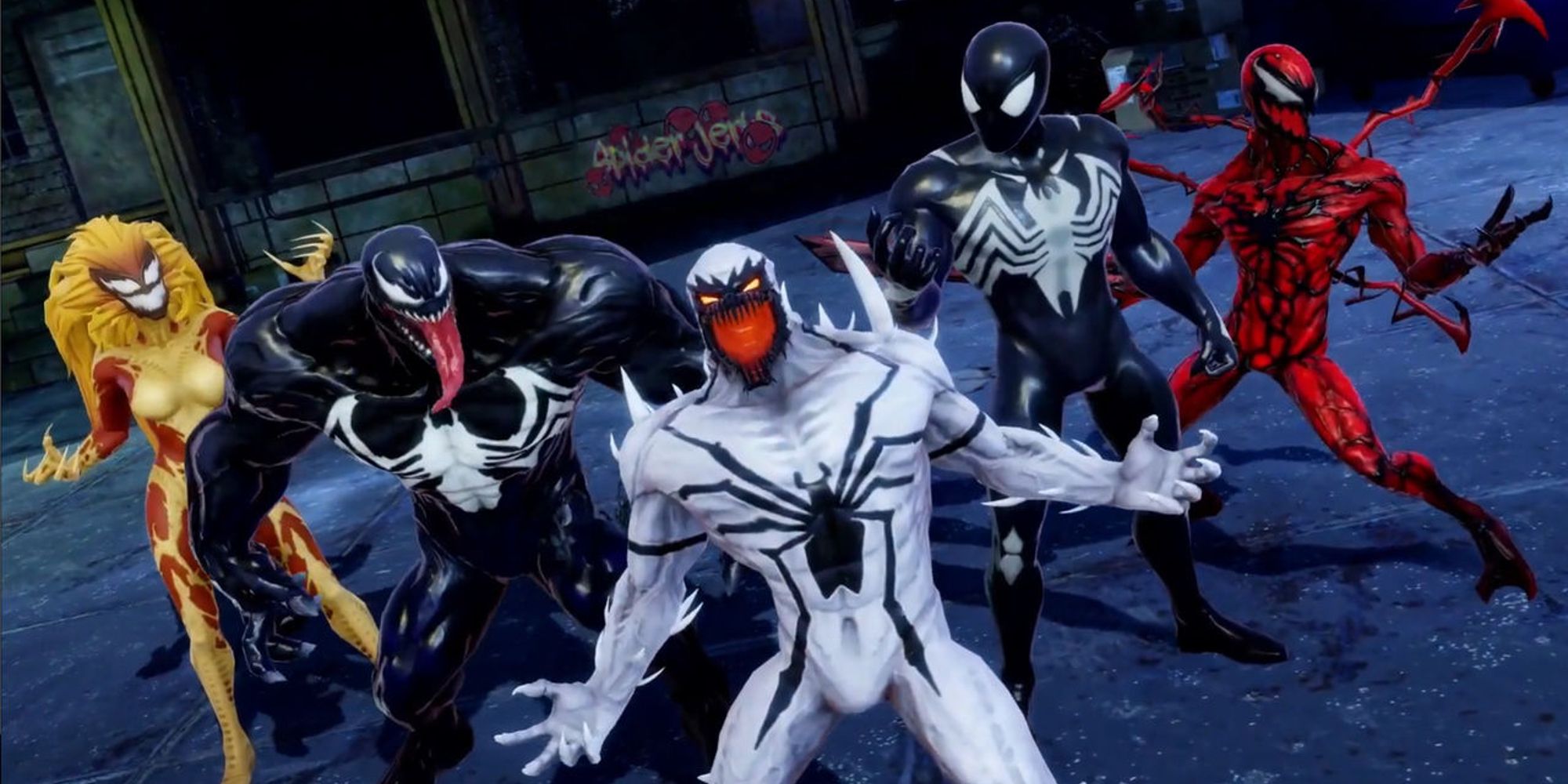 Venom and the other Symbiote characters assembled in Marvel Strike Force