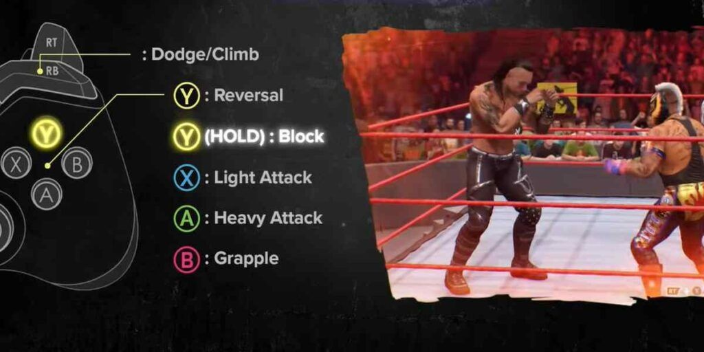 WWE 2K22 Block & Dodge controls