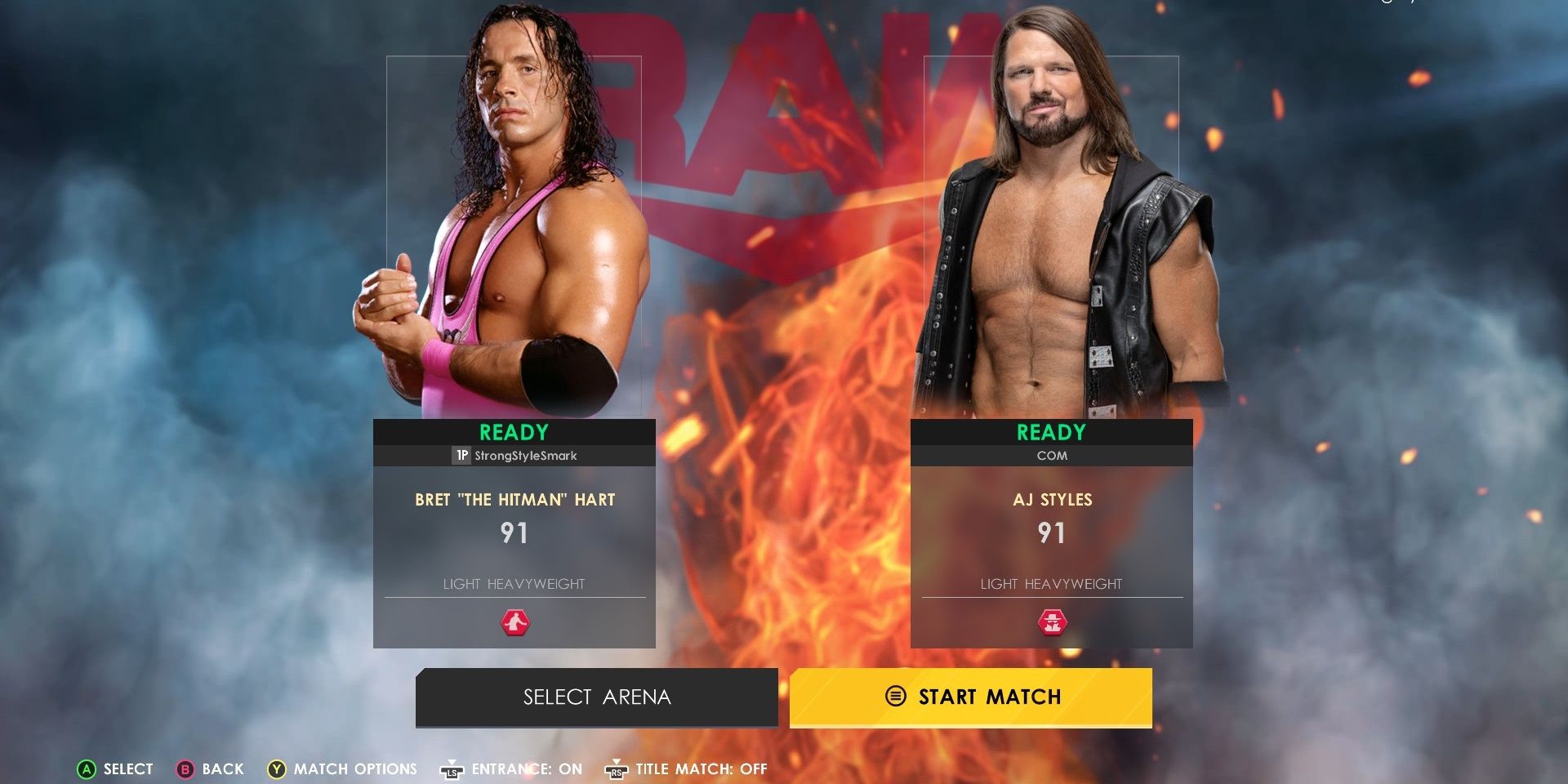 WWE 2K22 Bret Hart vs AJ Styles