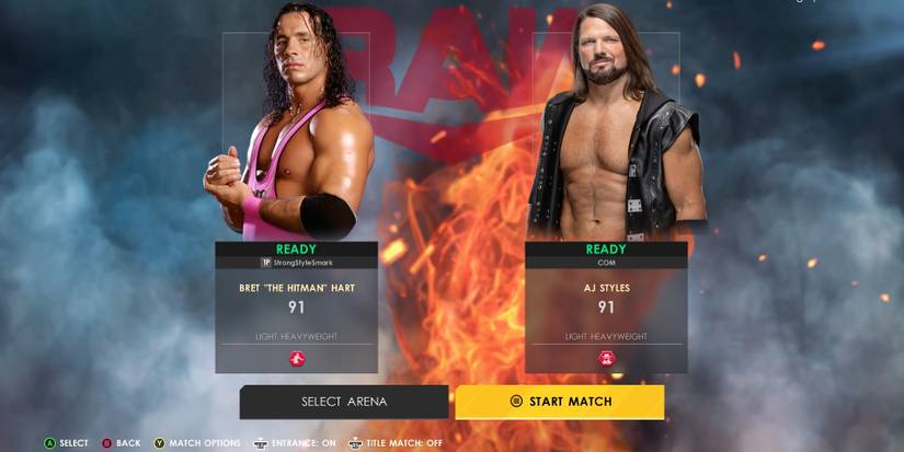 WWE 2K22 Bret Hart vs AJ Styles