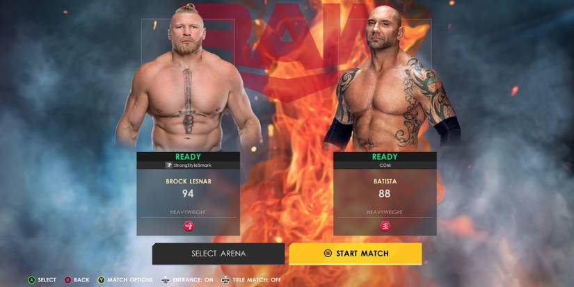 WWE 2K22 Brock Lesnar vs Batista