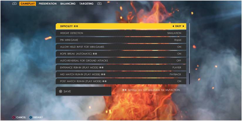 WWE 2K22 Gameplay menu