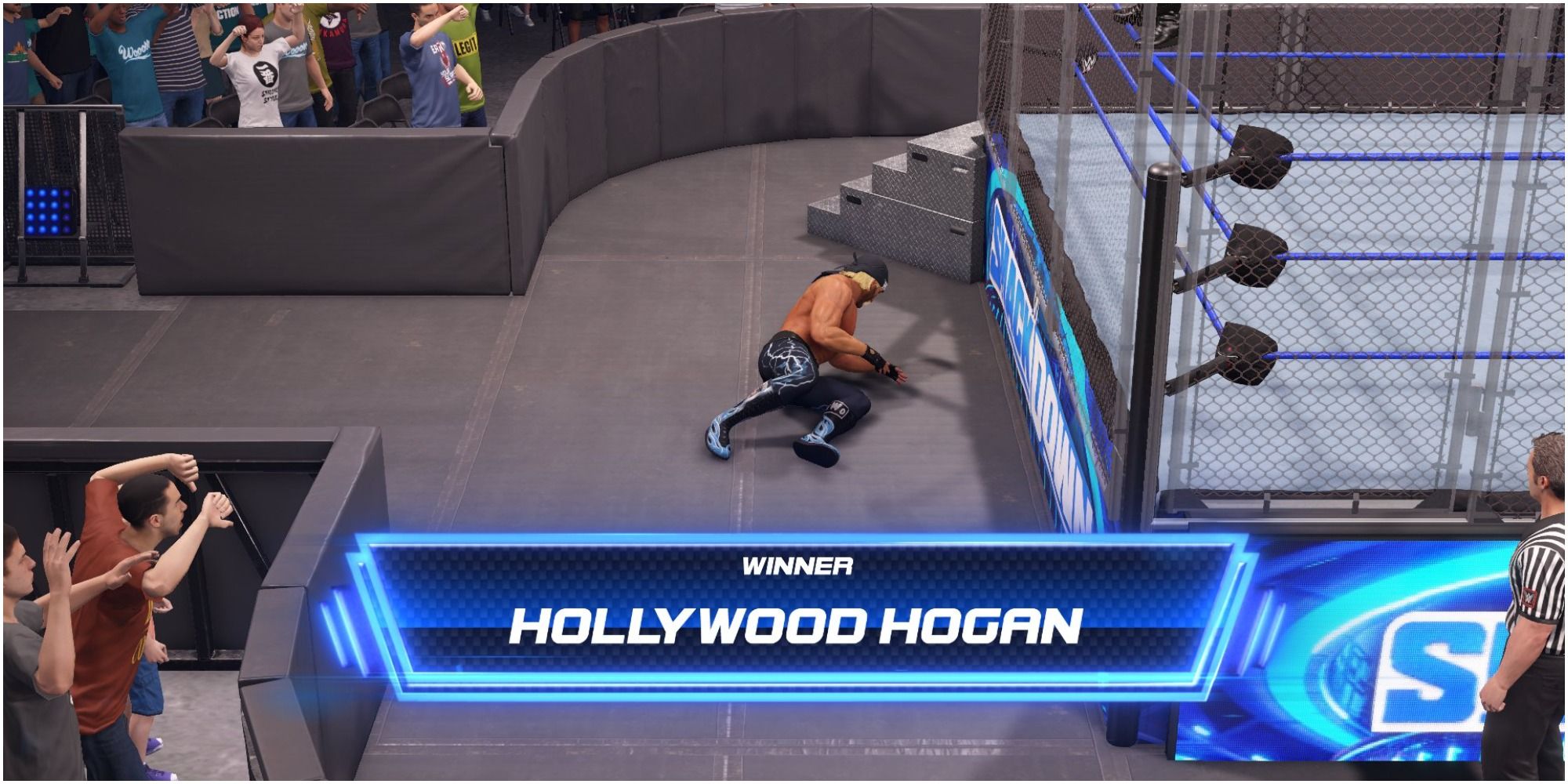 WWE 2K22 Hogan winning the cage match