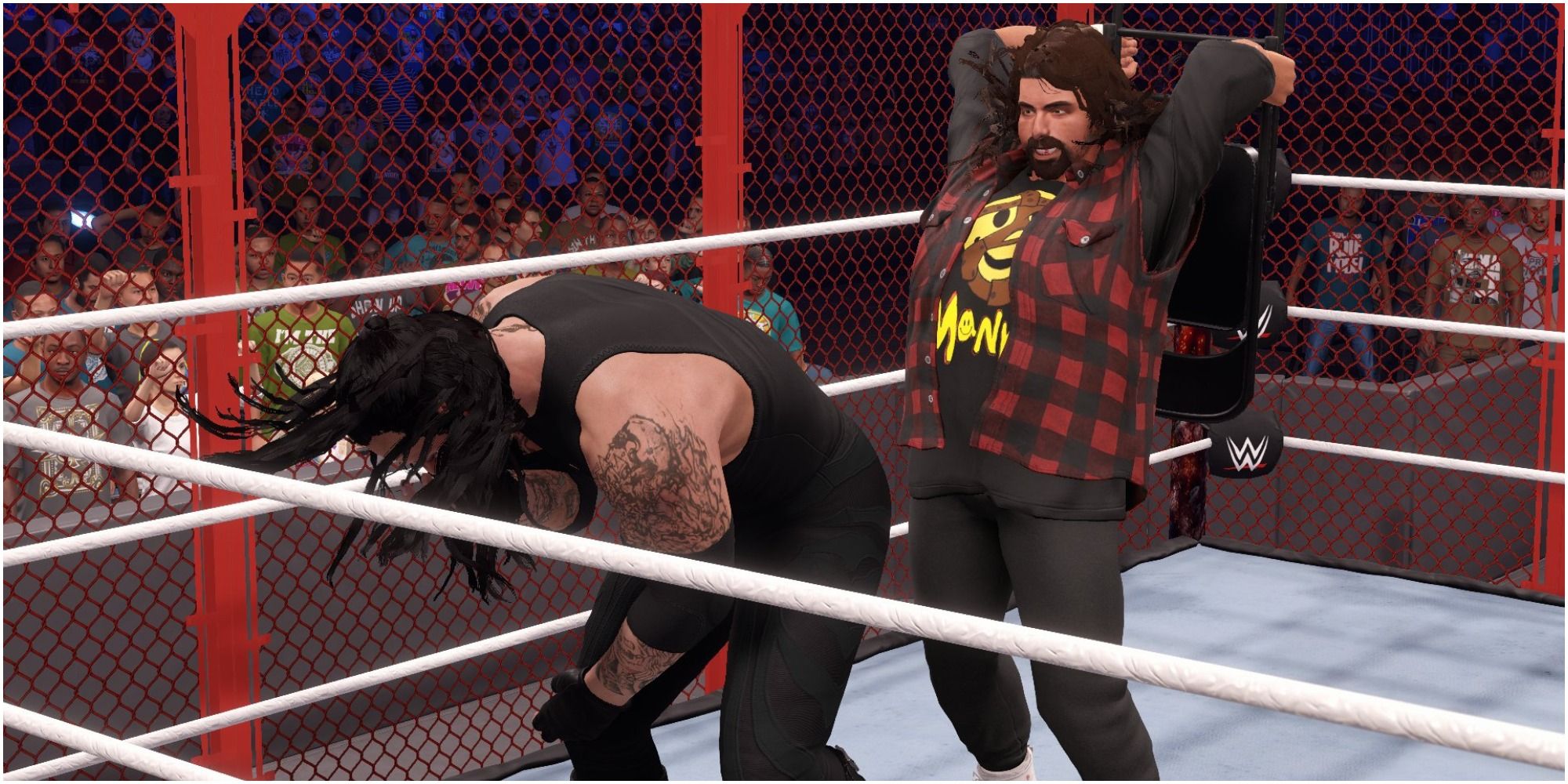Mick Foley hitting Undertaker with a chair