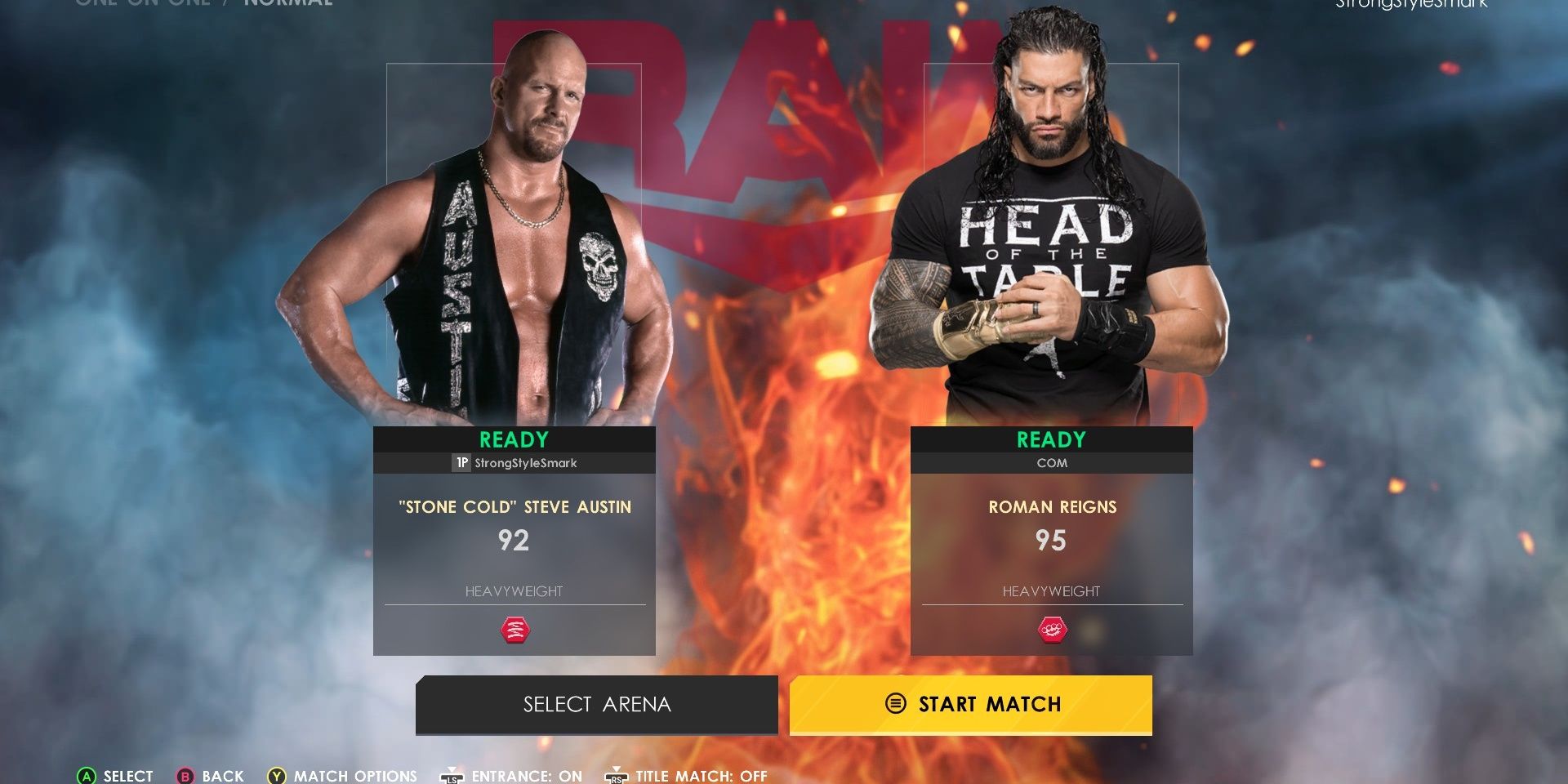 WWE 2K22 Stone Cold Steve Austin vs Roman Reigns