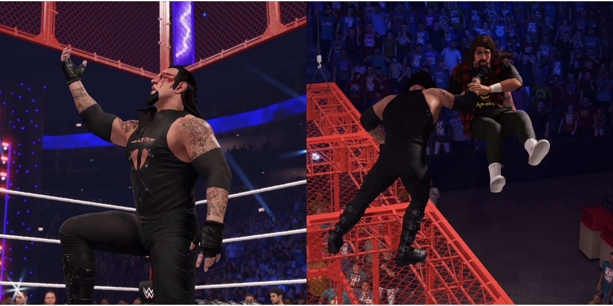 WWE 2K22 taker winning and fighting Hell in a Cell