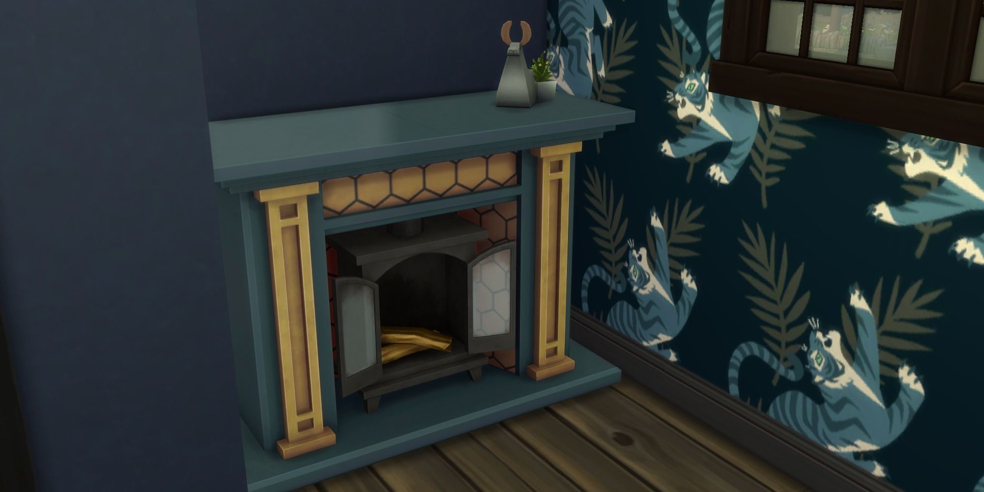A Warmly Chromatic Fireplace from The Sims 4: Decor to the Max