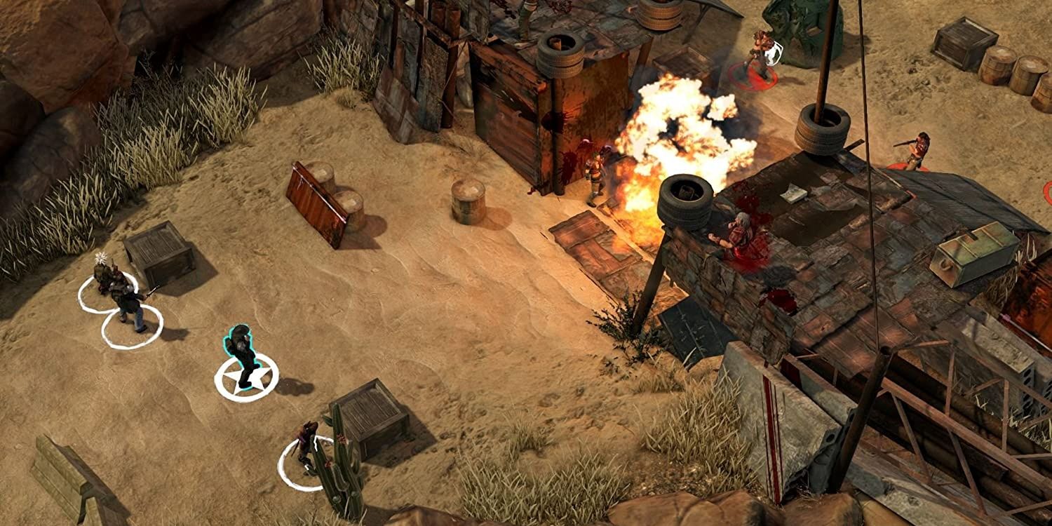 Explosions during a gameplay sequence in Wasteland 2