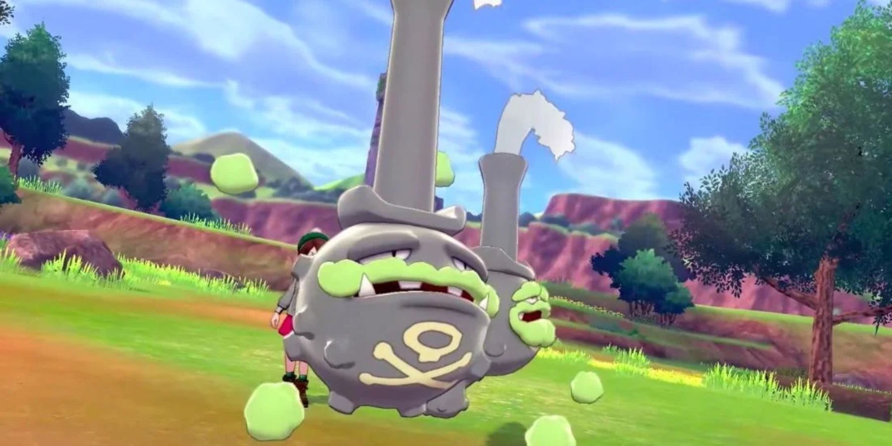 Galarian Weezing in battle in Pokemon Sword and Shield