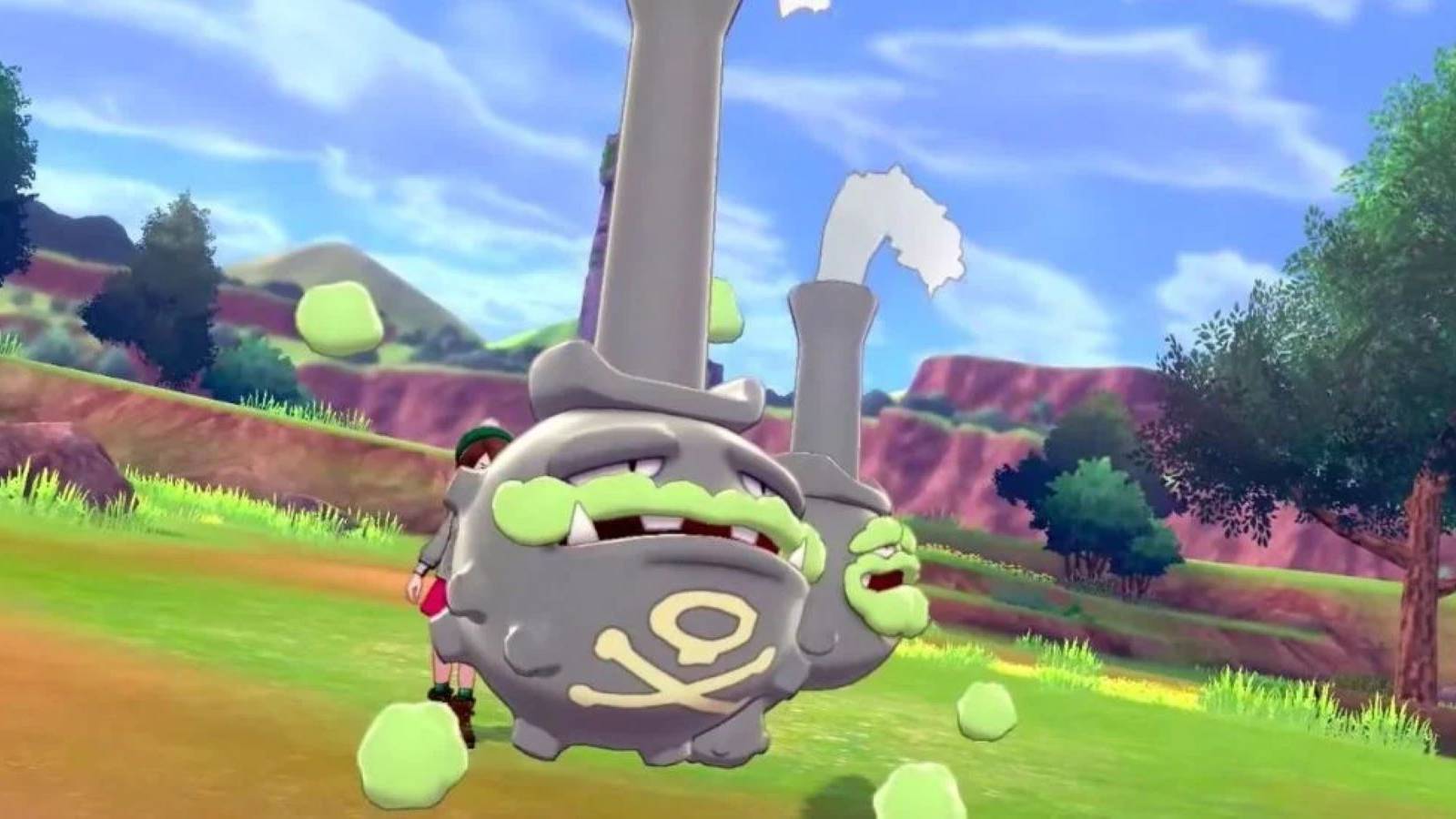 Galarian Weezing in battle in Pokemon Sword and Shield