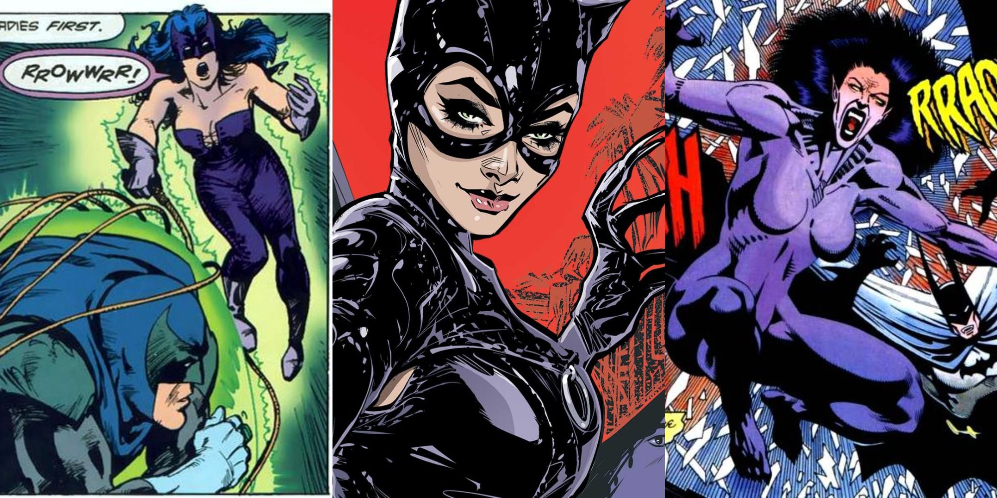 Weirdest Versions of Catwoman Star Sapphire Catwoman, Normal Catwoman, and Were-Cat Cat-Woman Split Featured