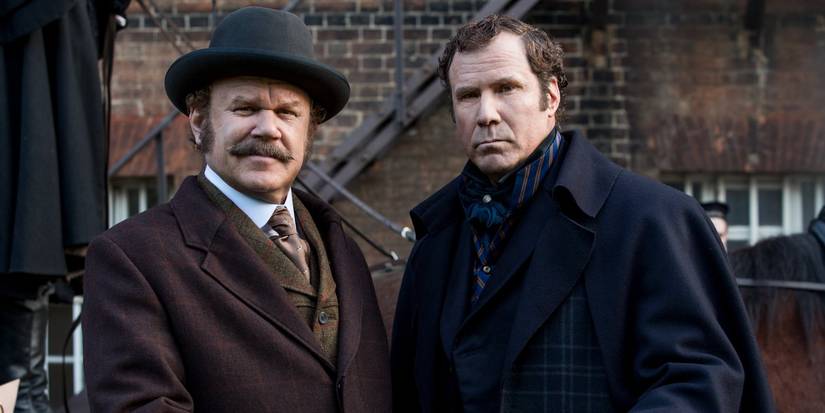Will Ferrell and John C Reilly in costume as Sherlock Holmes and Dr John Watson