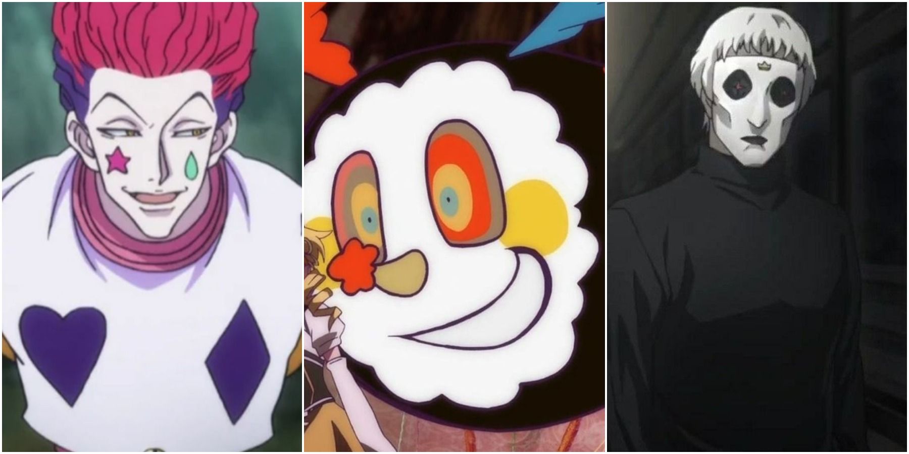 AI Art Generator: Young anime boy, clown, clothes with white and purple  vertical stipes. Sly smile clown make up. Looks like a jester, round eyes.  Corean features.