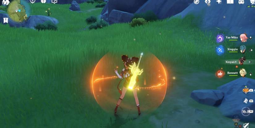 Xinyan as a shielder in Genshin Impact