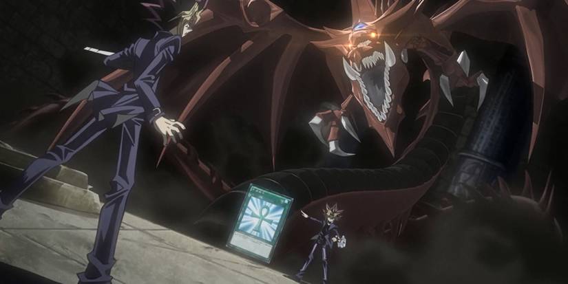 Yami Yugi summoning Slifer the Sky Dragon