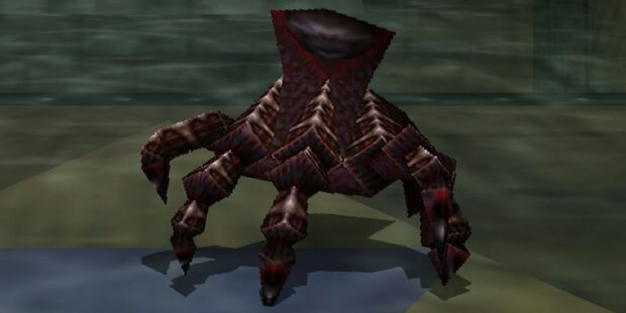A Wallmaster crawling on the ground in Ocarina of Time