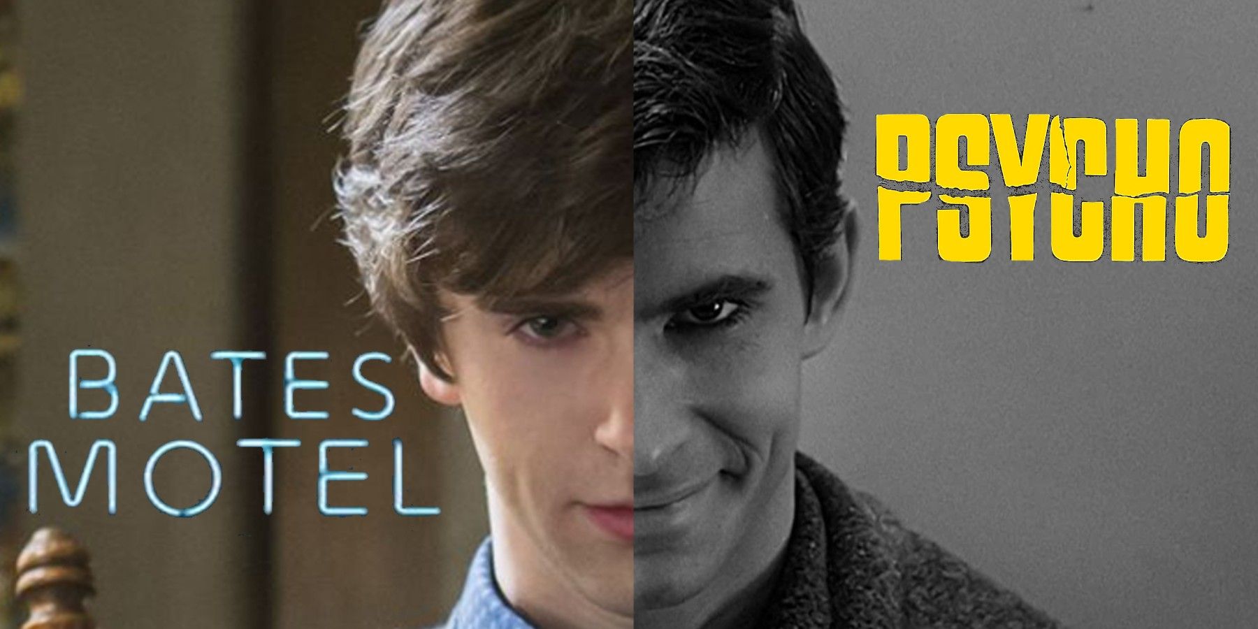 Freddie Highmore and Anthony Perkins as Norman Bates