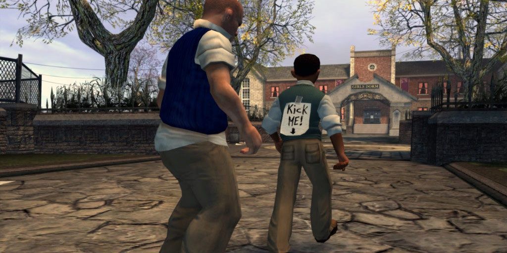 bully character putting a kick me sign on a kid 