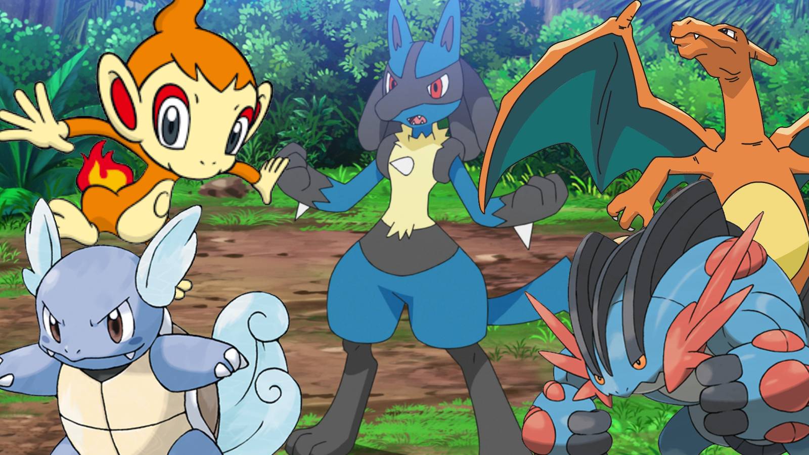 chimchar-wartortle-charizard-mega-swampert-official-art-with-lucario-screenshot