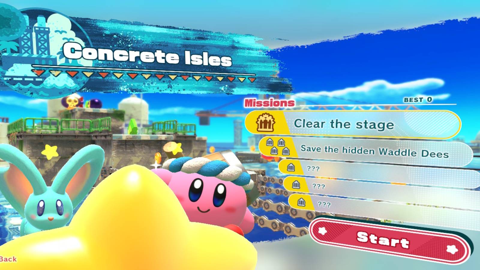 concrete isles kirby forgotten land menu