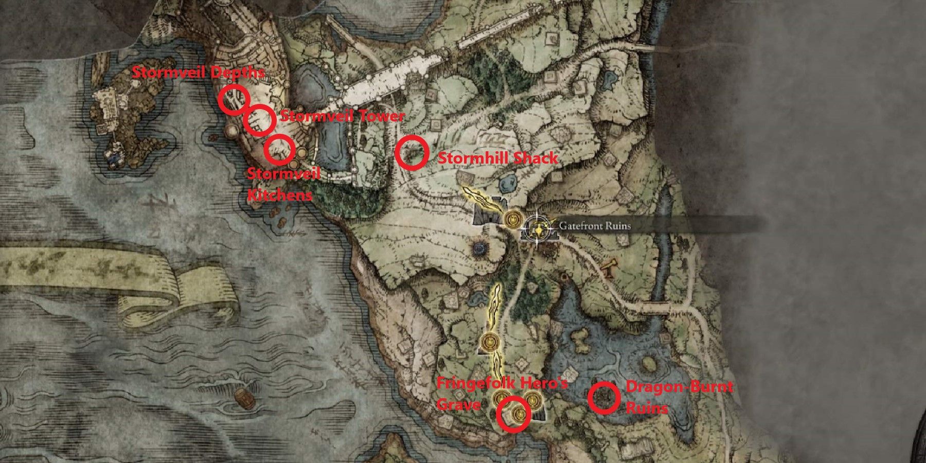 Elden Ring map of Stonesword Locations in Limsgrave