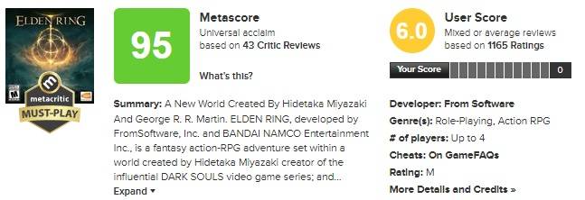 elden ring metacritic score pc