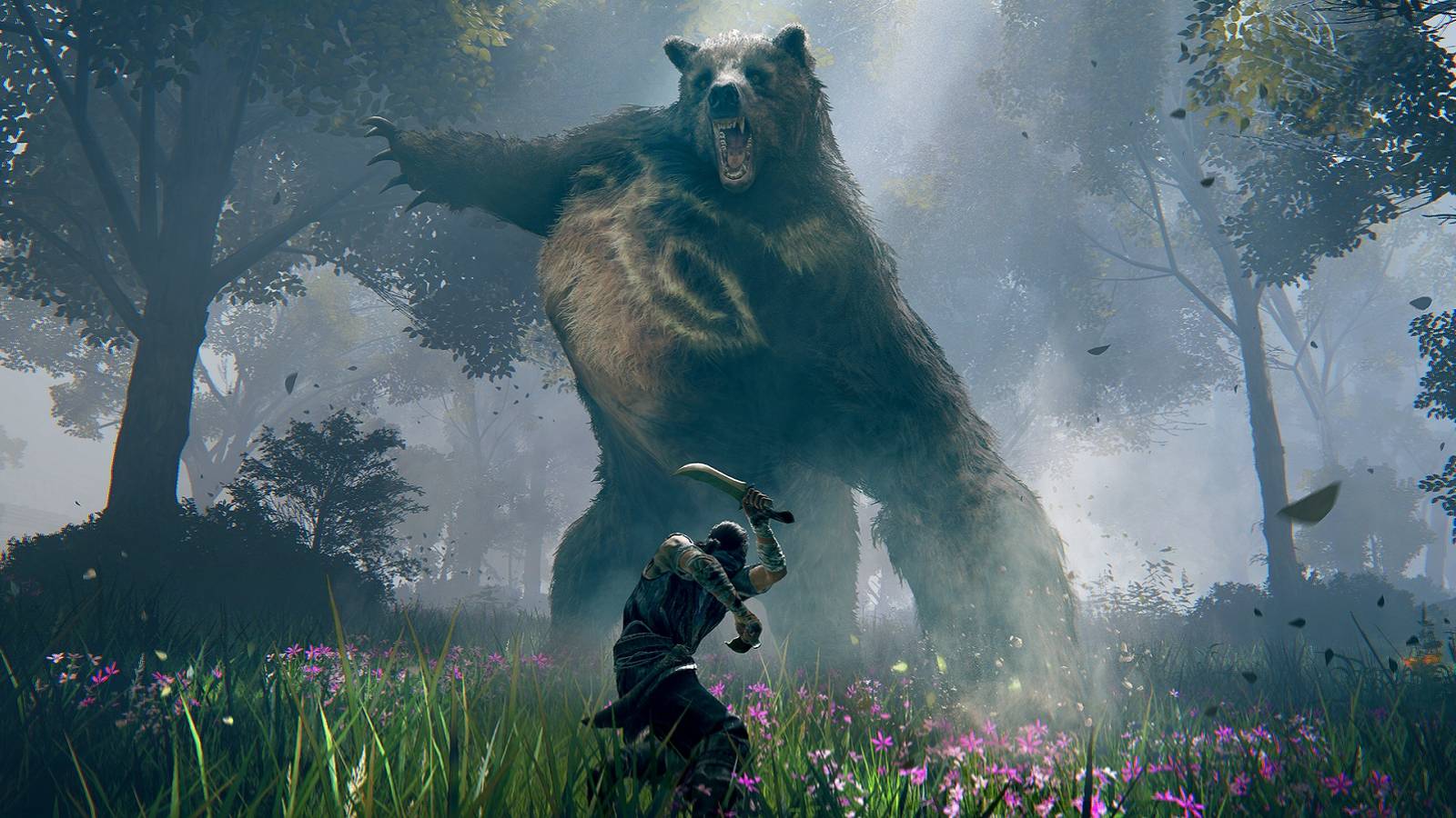 Image from Elden Ring showing the player about to fight the runebear.
