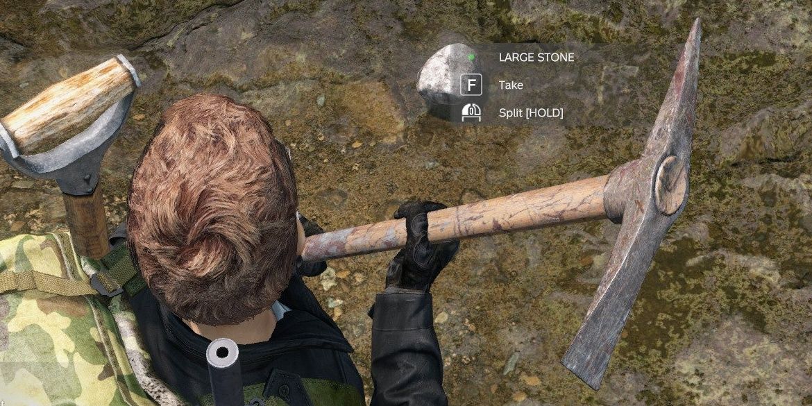 Image of a player using a Pickaxe in DayZ.