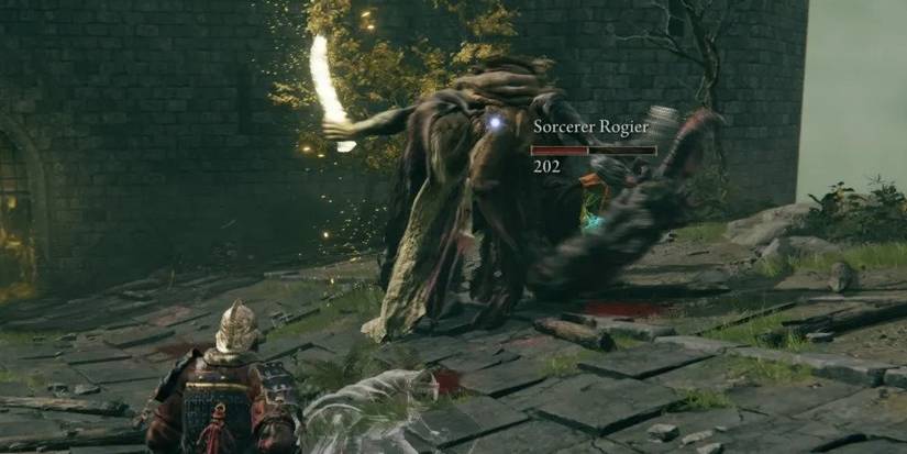 Player fighting Margit the Fell Omen in Elden Ring.