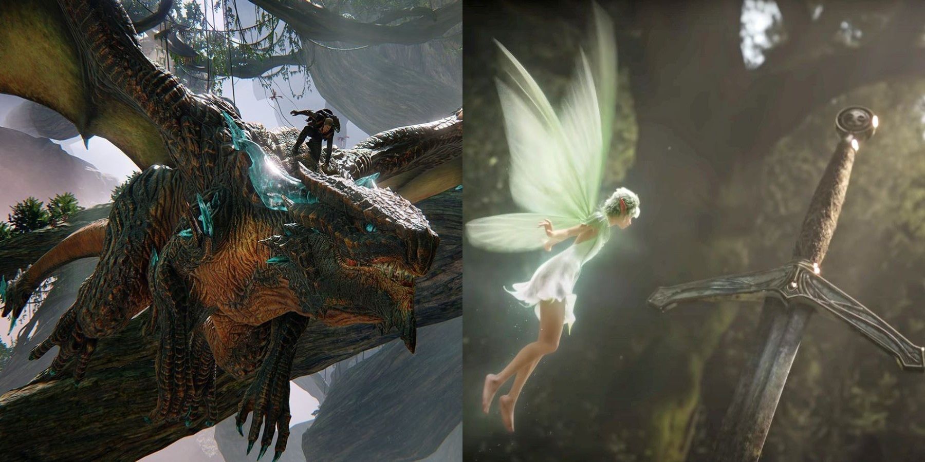 Drew and Thuban from Scalebound next to the fairy from the Fable announcement trailer