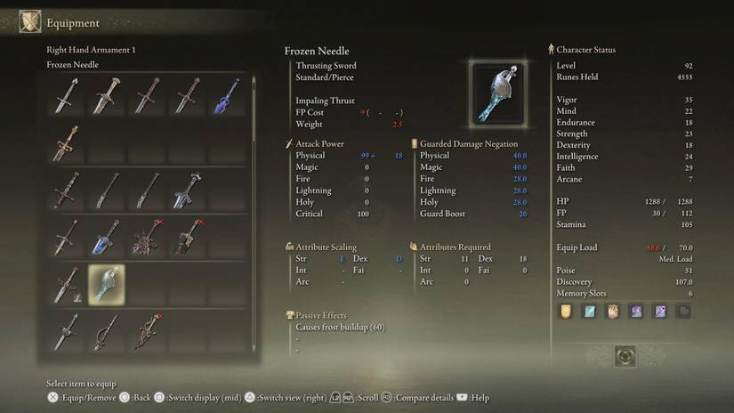 frozen needle elden ring weapon
