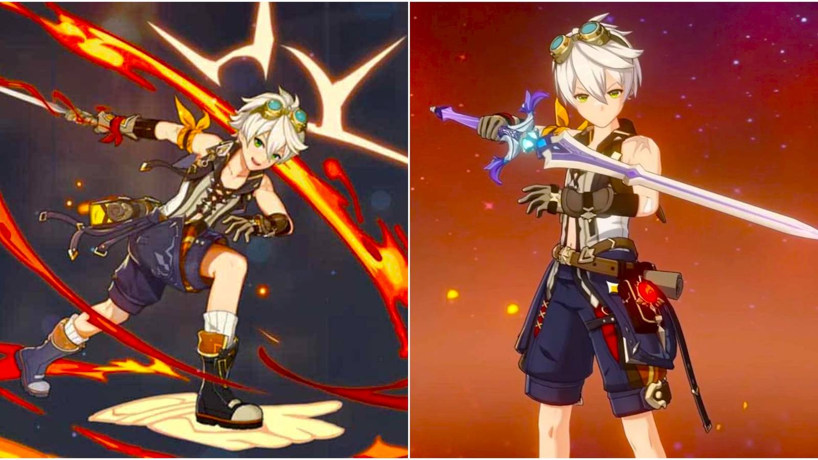 split image of bennett from genshin impact