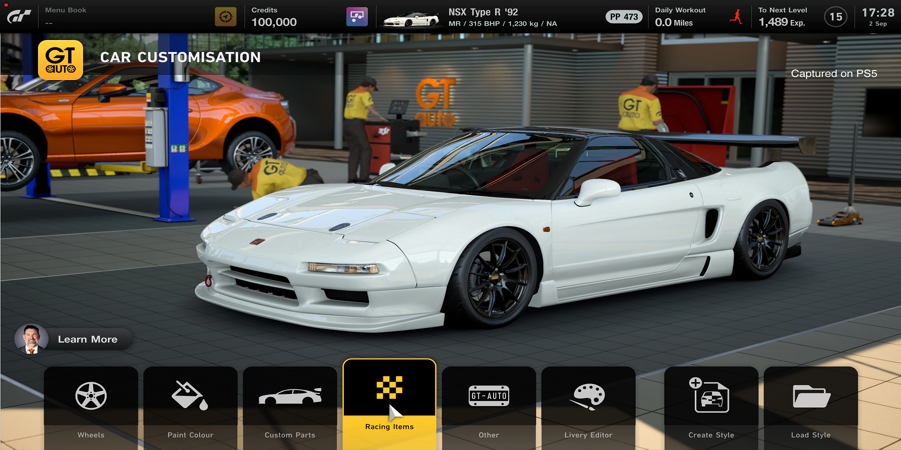 A display of the Gran Turismo 7 Car Customization menu options 