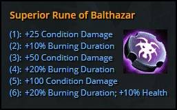 gw2 armor rune burning condition damage